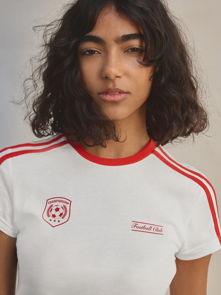 White Baby Retro Graphic Football 100% Cotton T-Shirt - Image 5 of 8