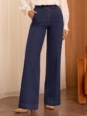 Love & Roses Dark Indigo Blue Tailored Wide Leg Jeans - Image 3 of 4