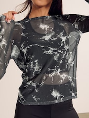 Estampado - Marble Print Mesh Long Sleeve Top - Imagen 4 de 7