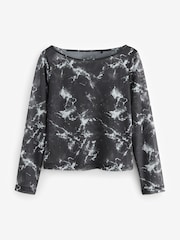 Estampado - Marble Print Mesh Long Sleeve Top - Imagen 5 de 7