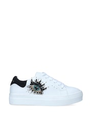 Kurt Geiger London Mini Laney Eye White Trainers - Image 1 of 4