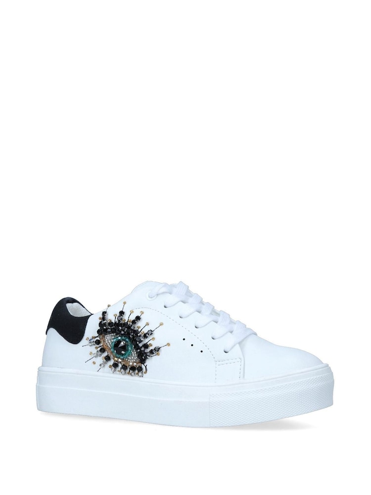 Kurt Geiger London Mini Laney Eye White Trainers - Image 2 of 4