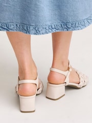 JD Williams Cream Standard/Wide Fit Plaited Twin Strap Sandals in Extra Wide Fit - Image 2 of 4
