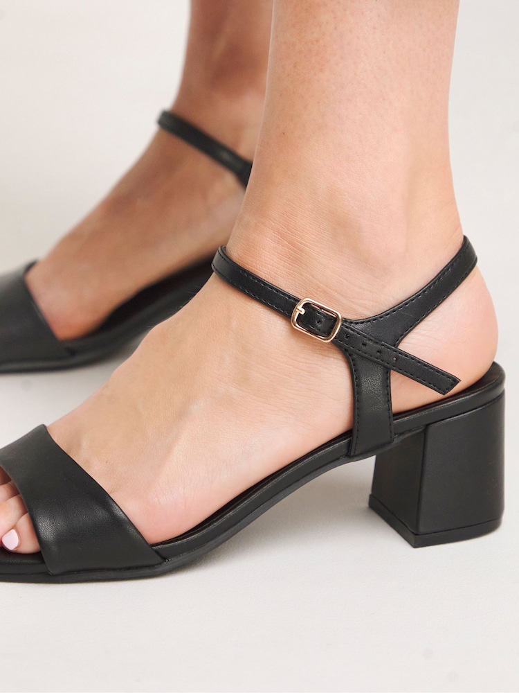 JD Williams Black Wide Fit Block Heel Barely There Sandals - Image 4 of 4