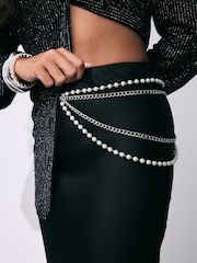Silver Skinny Layered Chain Belt - Image 3 of 3