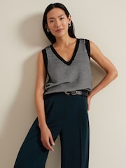 Phase Eight Black Zoe Tweed Knit Black Tank - Image 1 of 7