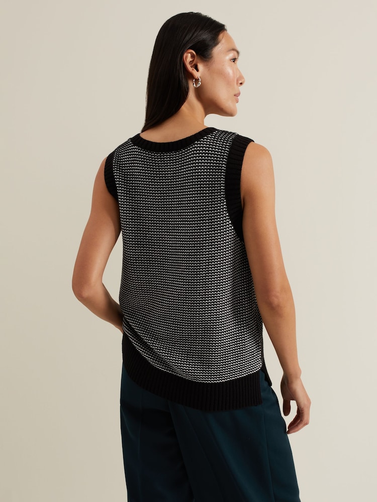 Phase Eight Black Zoe Tweed Knit Black Tank - Image 2 of 7