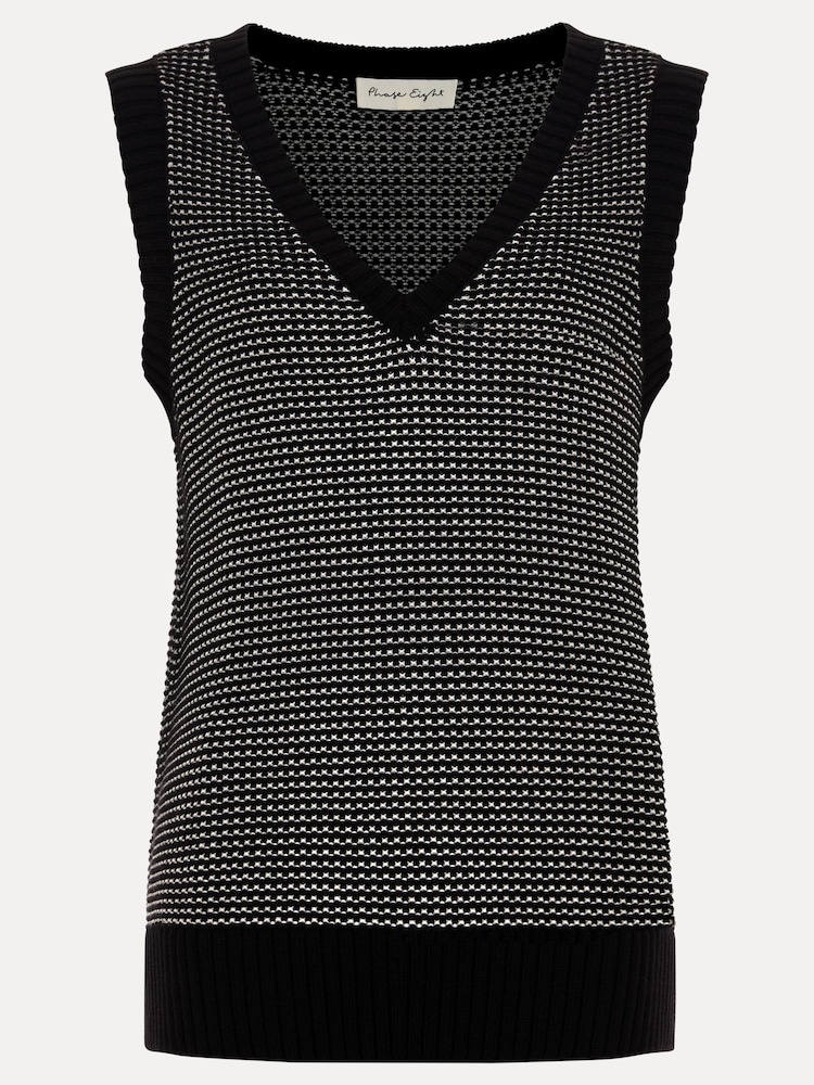 Phase Eight Black Zoe Tweed Knit Black Tank - Image 7 of 7