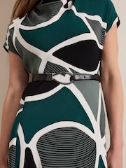 Phase Eight Green Petite Zaynab Swirl Cowl Neck Midi Dress - Image 5 of 6