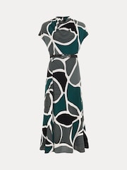 Phase Eight Green Petite Zaynab Swirl Cowl Neck Midi Dress - Image 6 of 6