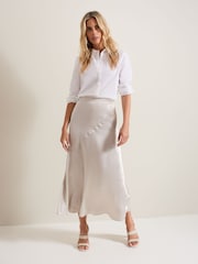 Phase Eight Metallic Ophelia Satin Midi Skirt - Image 1 of 7