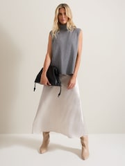 Phase Eight Metallic Ophelia Satin Midi Skirt - Image 6 of 7