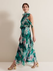 Phase Eight Green Petite Lucinda Chiffon Print Maxi Dress - Image 5 of 8