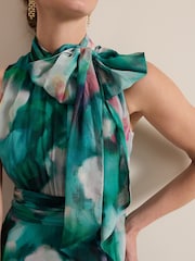 Phase Eight Green Petite Lucinda Chiffon Print Maxi Dress - Image 6 of 8
