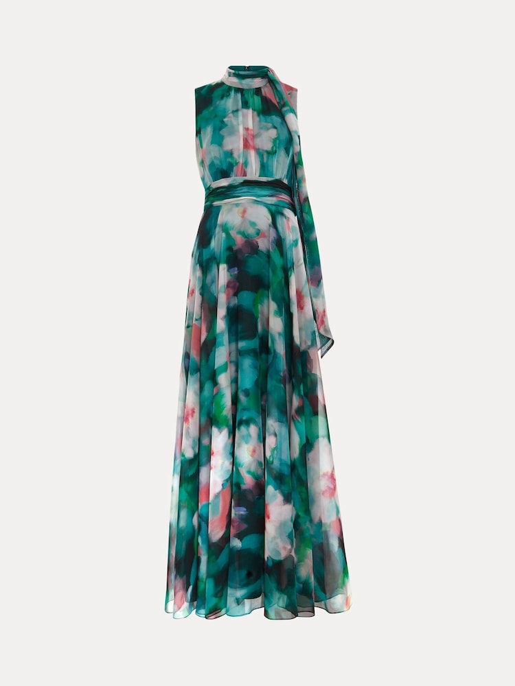Phase Eight Green Petite Lucinda Chiffon Print Maxi Dress - Image 8 of 8