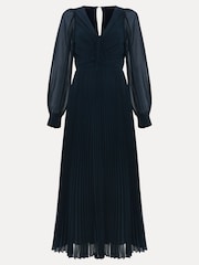 Phase Eight Blue Petite Kindra Teal Chiffon Pleated Midi Dress - Image 8 of 9
