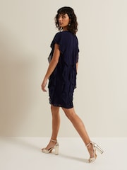 Phase Eight Blue Claudette Frill Dress - Image 2 of 7