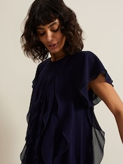 Phase Eight Blue Claudette Frill Dress - Image 5 of 7
