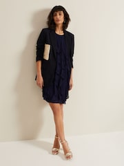 Phase Eight Blue Claudette Frill Dress - Image 6 of 7