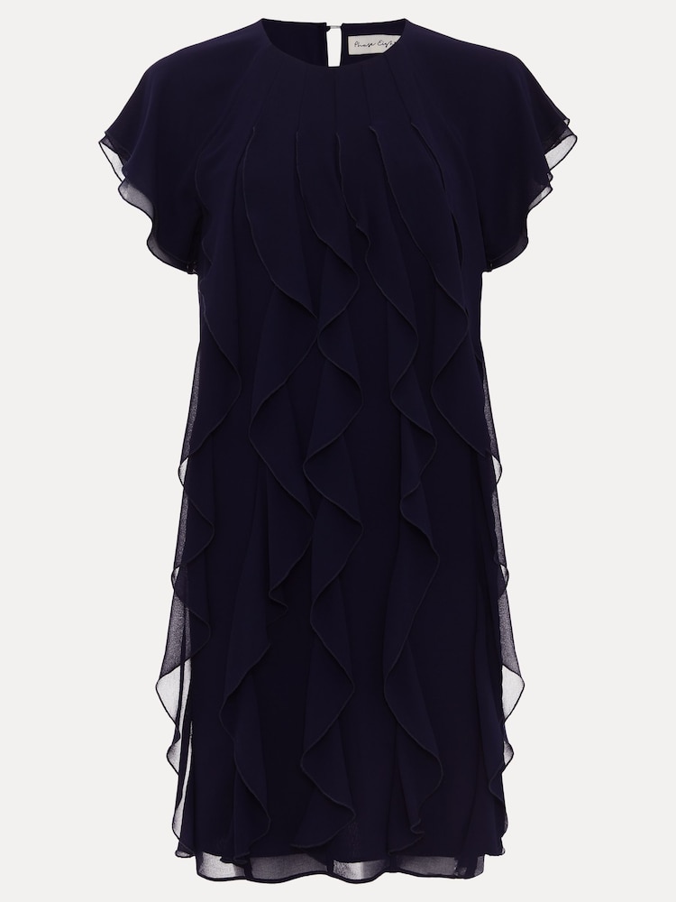 Phase Eight Blue Claudette Frill Dress - Image 7 of 7
