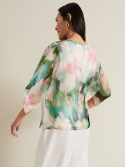 Phase Eight Black Ava Blurred Floral Silk Blouse - Image 3 of 8