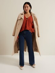 Phase Eight Orange Anna Button Ribbed Cardigan - Image 6 of 7