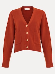 Phase Eight Orange Anna Button Ribbed Cardigan - Image 7 of 7
