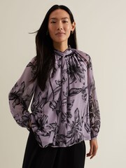 Phase Eight Purple Aretta Floral Print Blouse - Image 1 of 7