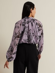 Phase Eight Purple Aretta Floral Print Blouse - Image 2 of 7