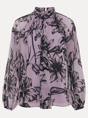Phase Eight Purple Aretta Floral Print Blouse - Image 7 of 7