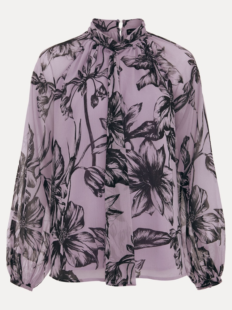 Phase Eight Purple Aretta Floral Print Blouse - Image 7 of 7