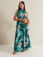 Phase Eight Green Lucinda Chiffon Print Maxi Dress - Image 1 of 7