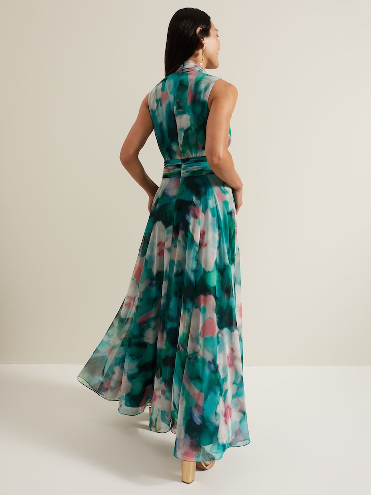 Phase Eight Green Lucinda Chiffon Print Maxi Dress - Image 2 of 7