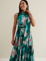 Phase Eight Green Lucinda Chiffon Print Maxi Dress - Image 3 of 7