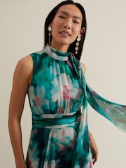 Phase Eight Green Lucinda Chiffon Print Maxi Dress - Image 4 of 7