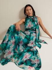Phase Eight Green Lucinda Chiffon Print Maxi Dress - Image 5 of 7