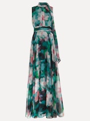 Phase Eight Green Lucinda Chiffon Print Maxi Dress - Image 7 of 7