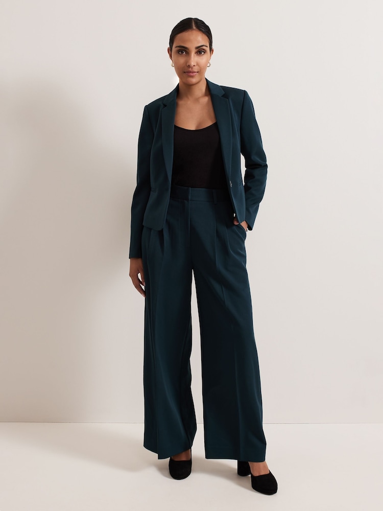 Phase Eight Green Petite Arabella Pleat Wide Leg Trousers - Image 1 of 7