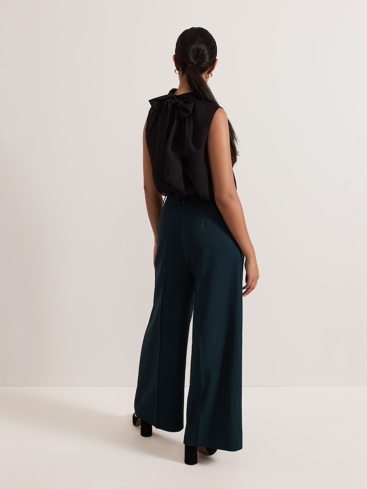 Phase Eight Green Petite Arabella Pleat Wide Leg Trousers - Image 2 of 7