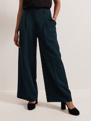 Phase Eight Green Petite Arabella Pleat Wide Leg Trousers - Image 3 of 7