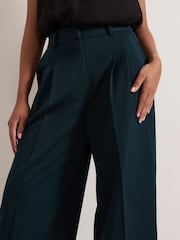 Phase Eight Green Petite Arabella Pleat Wide Leg Trousers - Image 4 of 7