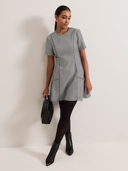Phase Eight Black Petite Viola Houndstooth Mini Dress - Image 3 of 8