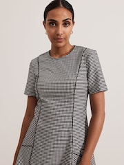 Phase Eight Black Petite Viola Houndstooth Mini Dress - Image 5 of 8