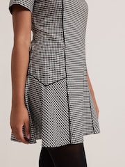Phase Eight Black Petite Viola Houndstooth Mini Dress - Image 6 of 8