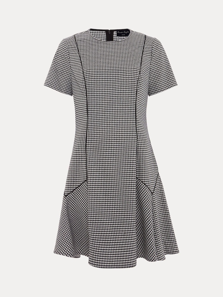 Phase Eight Black Petite Viola Houndstooth Mini Dress - Image 8 of 8