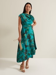 Phase Eight Green Sabrianna Print Midi Dress - Image 2 of 8