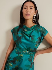 Phase Eight Green Sabrianna Print Midi Dress - Image 6 of 8