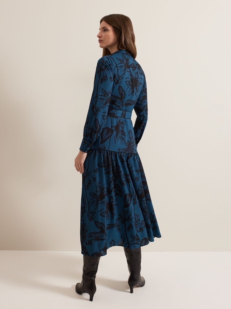 Phase Eight Blue Petite Shakira Floral Midaxi Dress - Image 2 of 8