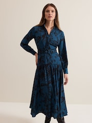 Phase Eight Blue Petite Shakira Floral Midaxi Dress - Image 6 of 8