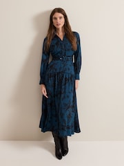 Phase Eight Blue Petite Shakira Floral Midaxi Dress - Image 7 of 8